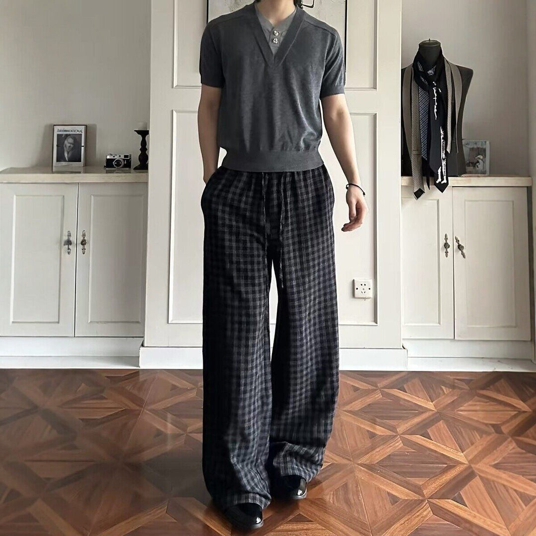 Men's Casual Checked Leisure Pants Mune Fashion