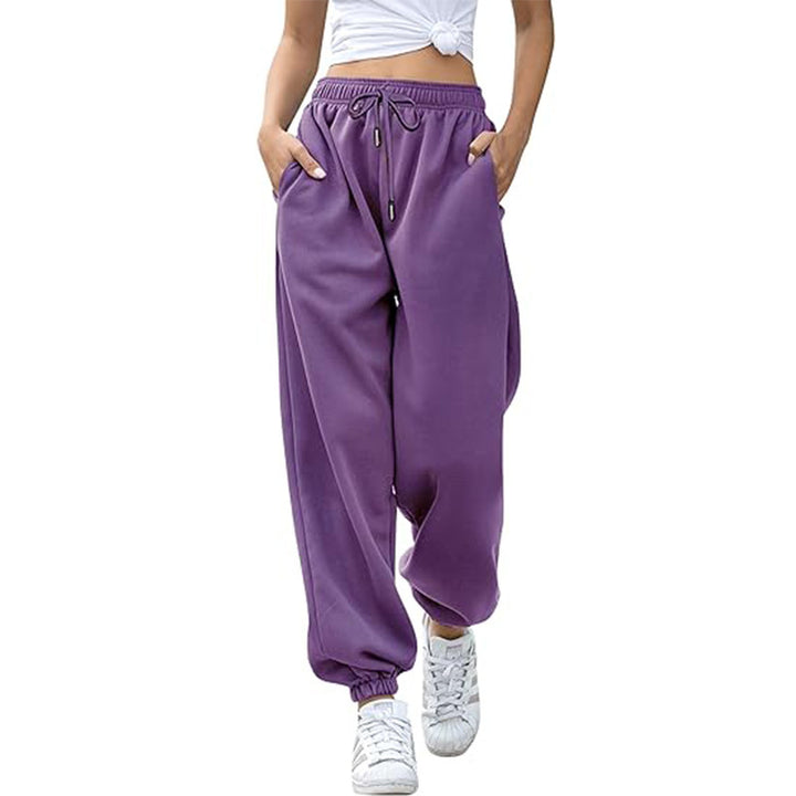 Ladies nan Cozy Sweat Palazzo Pants with high comfort waistband, integrated drawstring and gathered ankle cuffs Mune Fashion