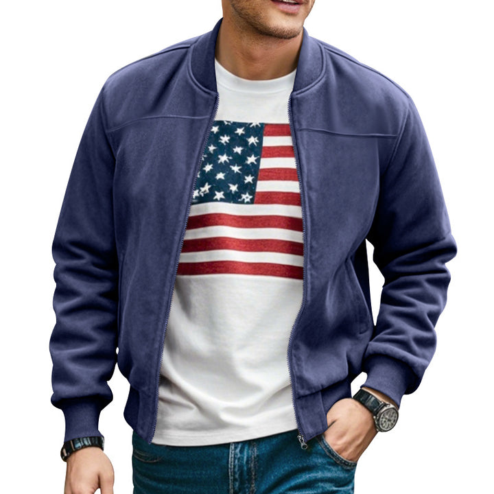 Men's lightweight bomber jacket made of microfiber with standing collar, elastic cuffs, and full-length zipper Mune Fashion