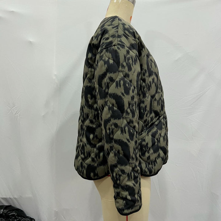 Ladies Nan Quilted Ikat Print Quilted Jacket with Round Neckline, Contrast Piping and Patch Pockets Mune Fashion
