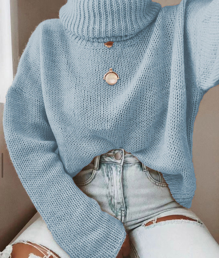 Women's Oversized Turtleneck Sweater Coarsely Knitted with Loose Fit Mune Fashion