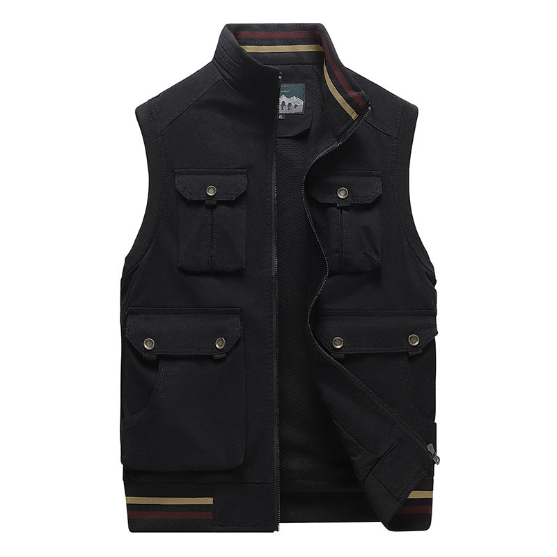 Men's Multifunctional Outdoor Vest with four flap pockets, stand collar and mesh lining Mune Fashion
