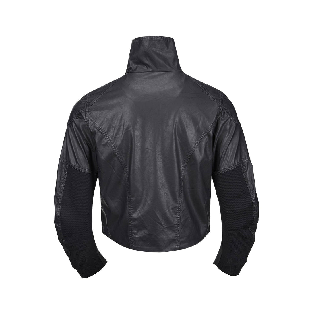 Men's leather-look blouson with high stand-up collar and zip chest pockets Mune Fashion