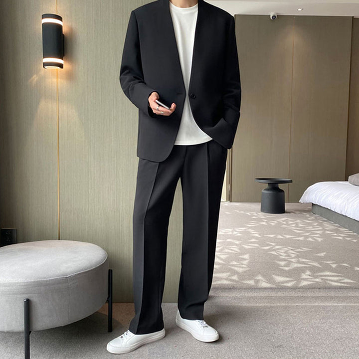 Men's Minimalist Box Blazer and Wide Pleat Suit Trousers Mune Fashion