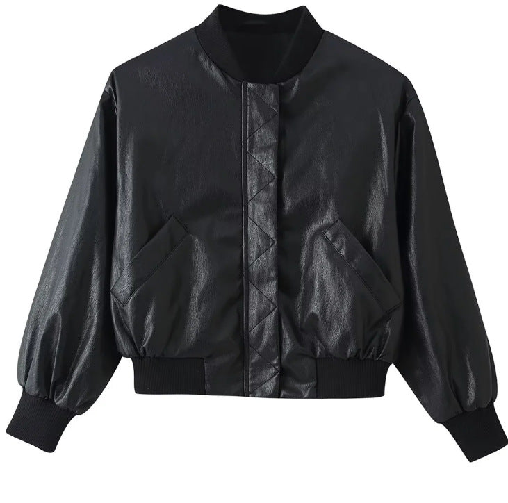 Women's Cropped Blouson Jacket made of woven fabric with stand-up collar, elastic hem, and fine check design Mune Fashion