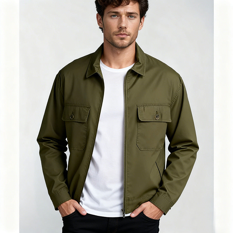 Men's overshirt in workwear style with full zip and patch chest pockets Mune Fashion
