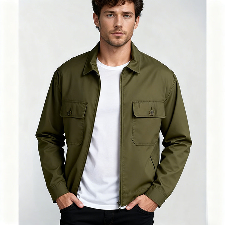 Men's overshirt in workwear style with full zip and patch chest pockets Mune Fashion