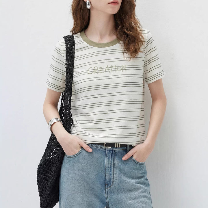 Damen Modernes Streifen-Shirt mit Rundhalsausschnitt Mune Fashion