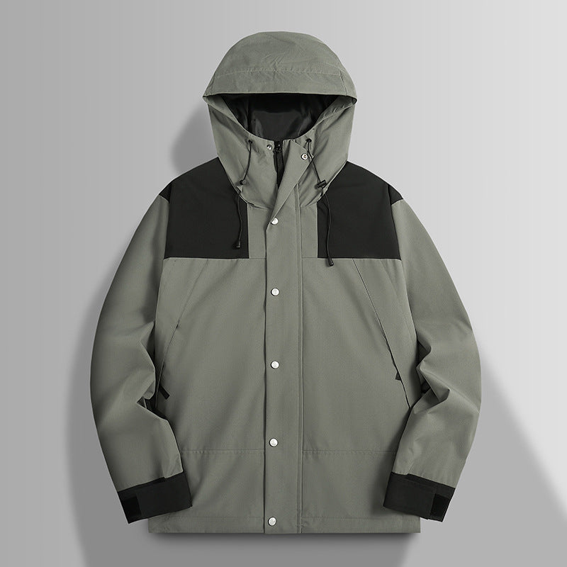 Men's Waterproof Softshell Jacket with Hood, Adjustable Cuffs, and Concealed Snap Button Placket Mune Fashion