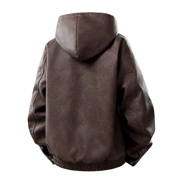 Herren Lederoptik-Blouson mit Kapuze, Teddyfutter und aufgesetzten Fronttaschen Mune Fashion