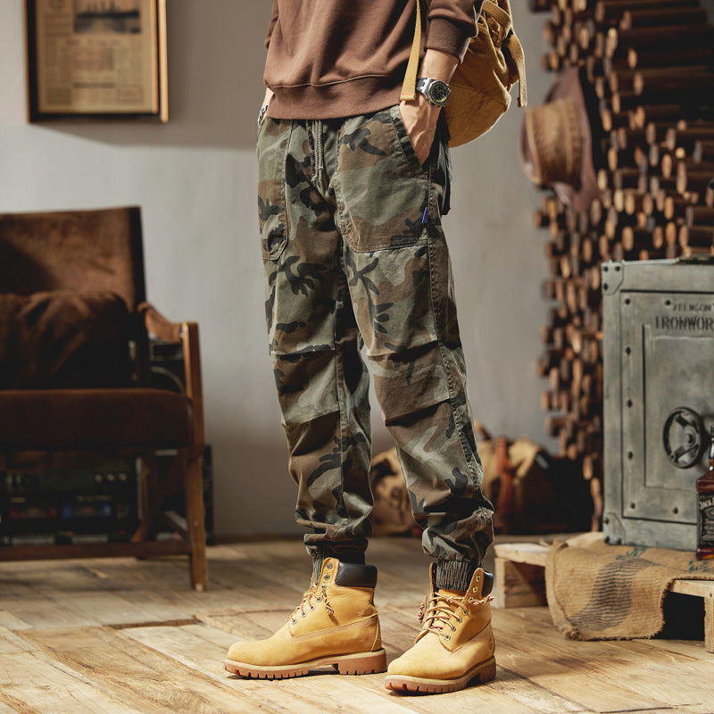 Herren Camouflage-Cargojogger aus robustem Ripstop mit Tunnelzugbund, Kniefalten und elastischen Bündchen Mune Fashion