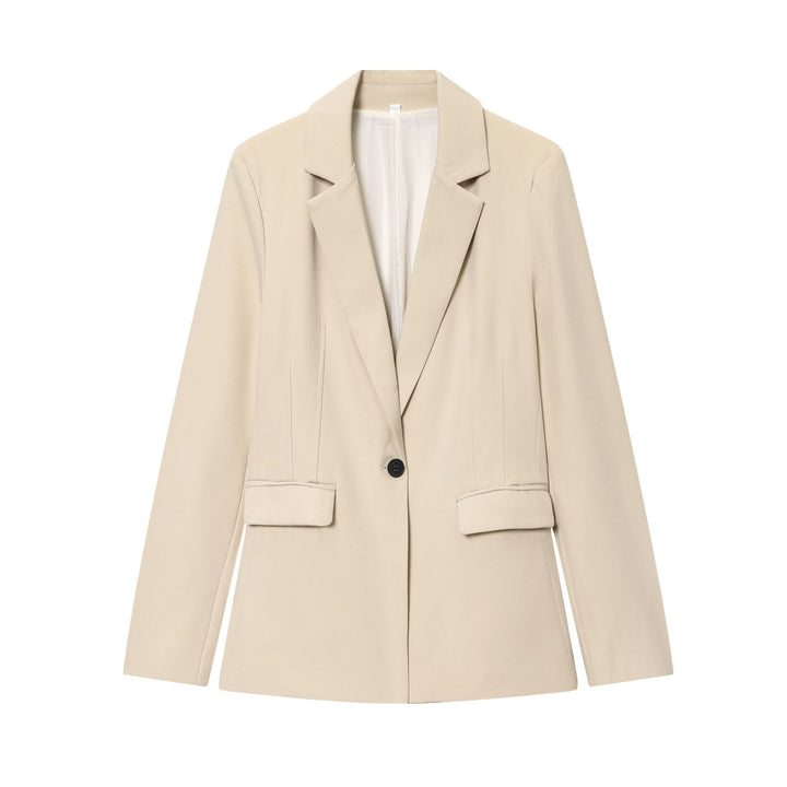 Ladies slim one-button business blazer with patch pockets and defined shoulder shape Mune Fashion