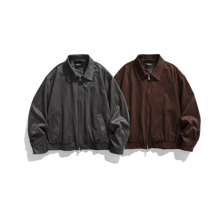 Men's short bomber-style jacket made of microfiber suede with zipper Mune Fashion