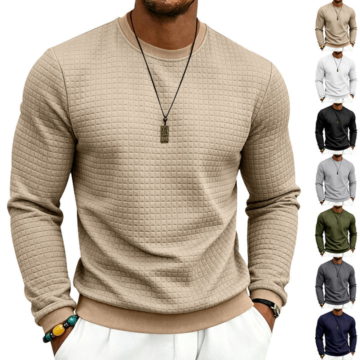Men's Structured Round Neck Sweatshirt with Waffle Texture and Ribbed Cuffs Mune Fashion