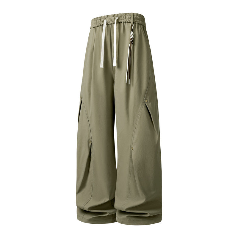 Women's Extravagant Wide Cargo Pants with Drawstring Waistband, Large Flap Pockets and Gathered Hem Mune Fashion