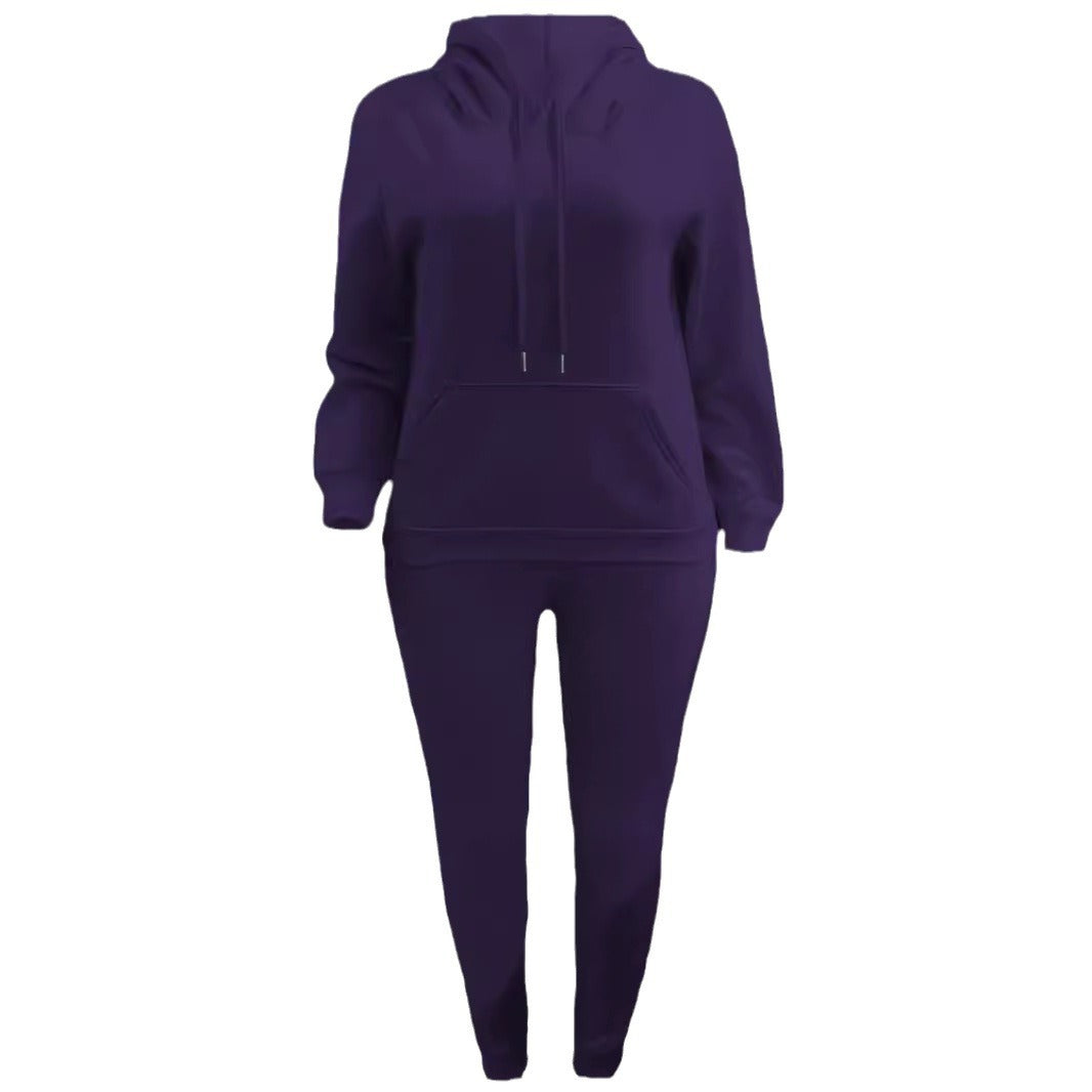 Women's cozy hoodie and jogger set with high collar, kangaroo pocket and fitted waistband Mune Fashion