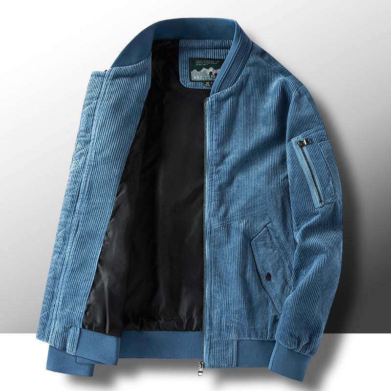 Men's corduroy bomber jacket with lightweight thermal lining and utility arm pocket Mune Fashion
