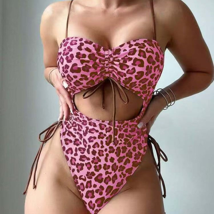 Women's bikini set with creative cut-out and trendy leopard pattern Mune Fashion