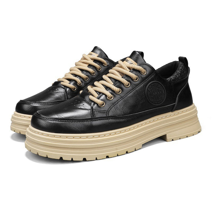 Men's robust platform leather sneakers with padded heel collar, pull tab, and grippy tread sole Mune Fashion