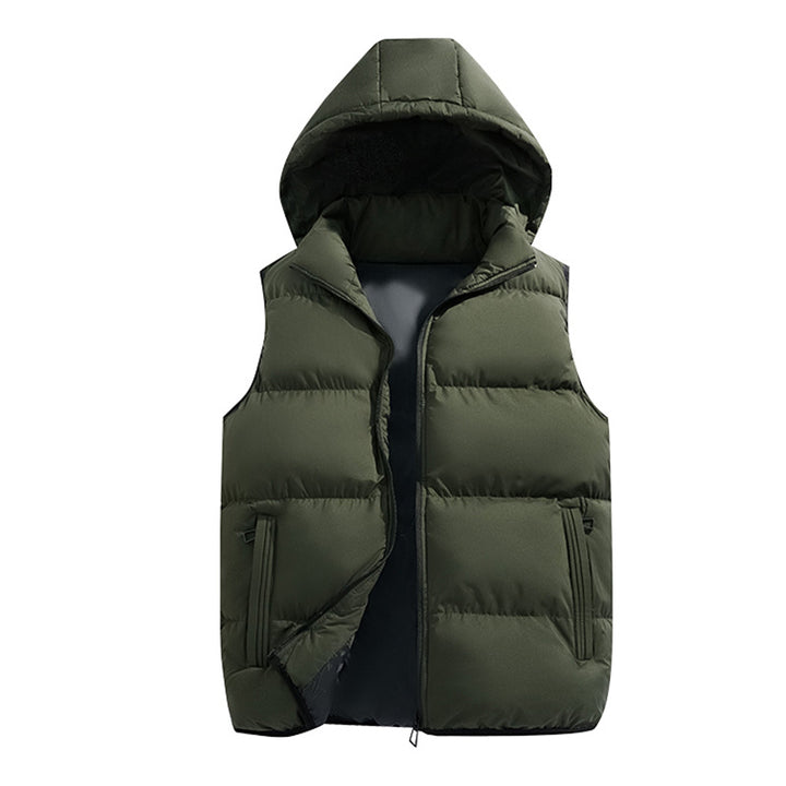 Men's quilted hooded vest with thermal filling, zippered pockets, and windproof outer shell Mune Fashion