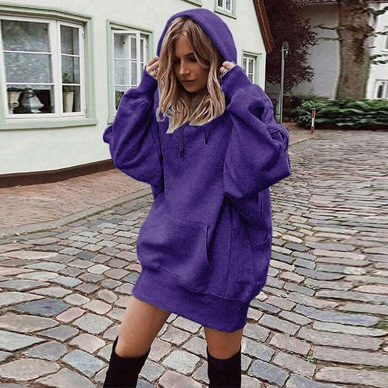 Women Oversized Hoodie Dress with Kangaroo Pocket Mune Fashion