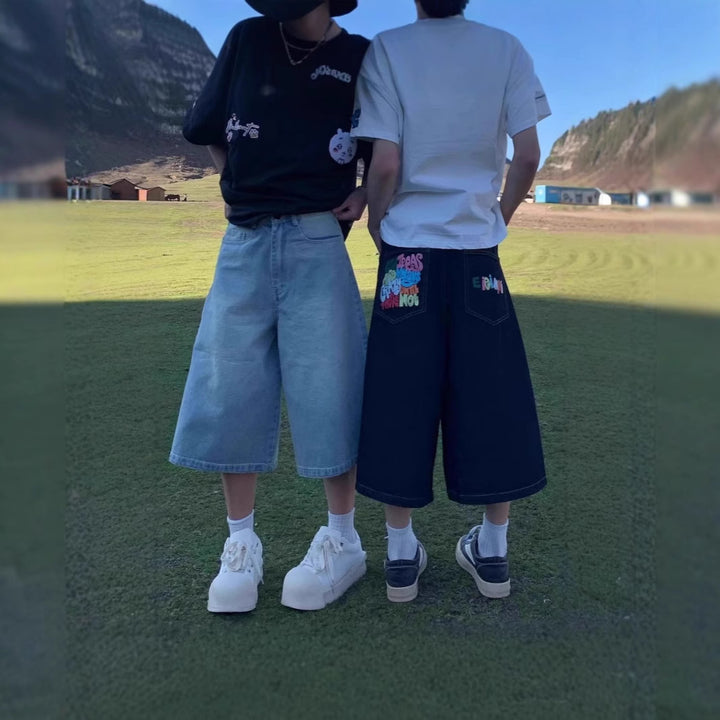 Women's Wide Jeans with Colorful Print Mune Fashion