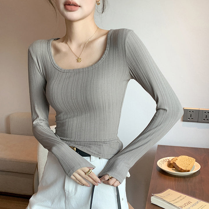 Women's Long Sleeve Ribbed Shirt Mune Fashion