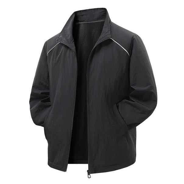 Men's Lightweight Wind and Rain Jacket with Mesh Lining and Reflective Shoulder Piping Mune Fashion