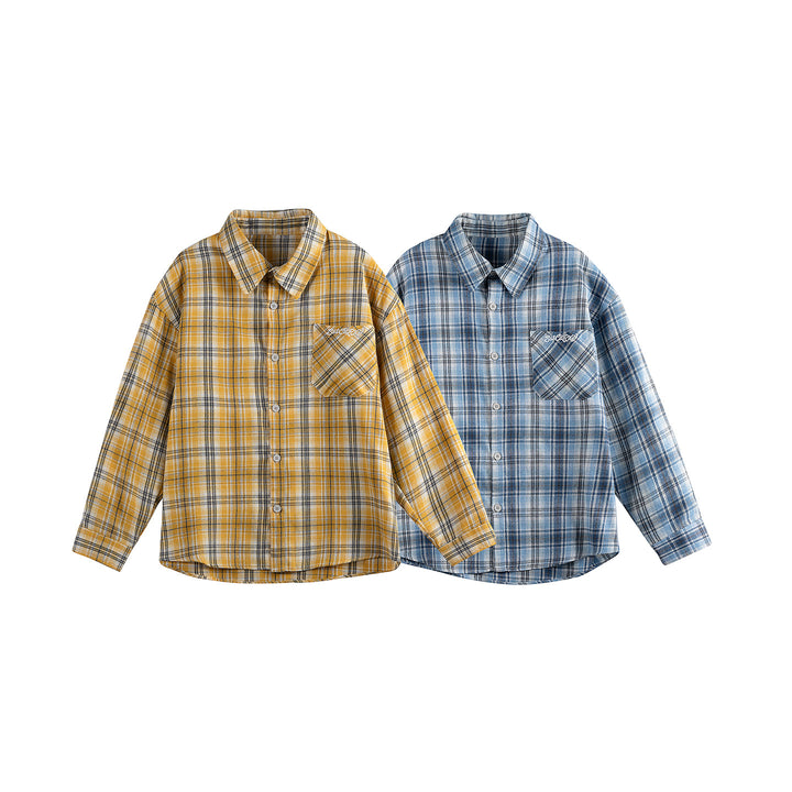 Unisex Loose Flannel Buttondown in Overshirt Cut with Rounded Hem Mune Fashion