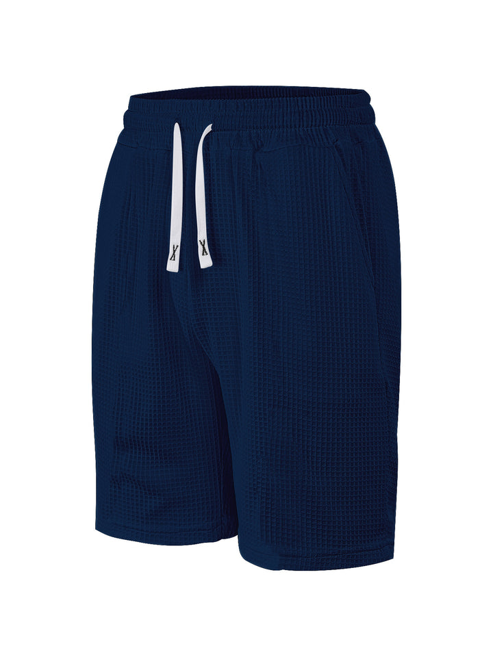 Men's breathable waffle pajama shorts with elastic comfort waistband, drawstring, and side pockets Mune Fashion