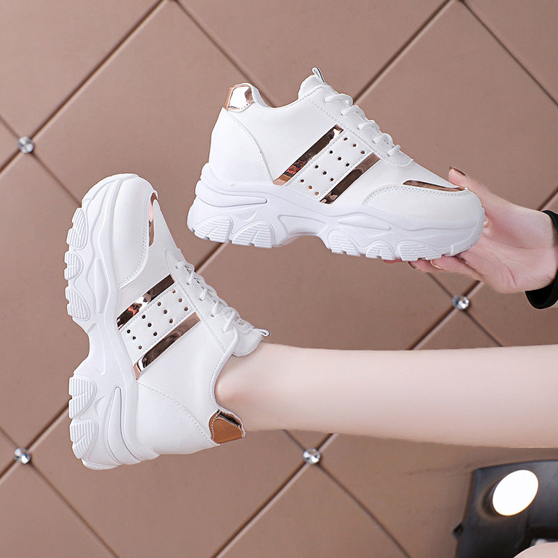 Ladies Fashion Platform Sneakers with Chunky Sole and Metallic Applications Mune Fashion