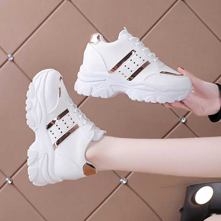 Ladies Fashion Platform Sneakers with Chunky Sole and Metallic Applications Mune Fashion