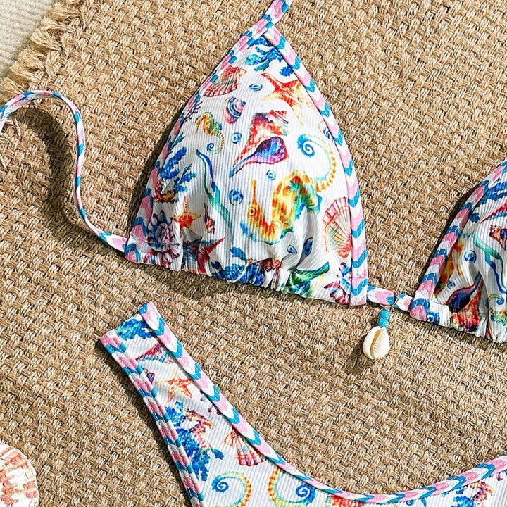 Women's triangle bikini with maritime pattern and stylish details Mune Fashion