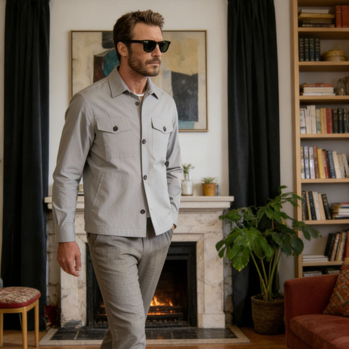 Men's shirt jacket with flap pockets and lightweight cotton blend Mune Fashion