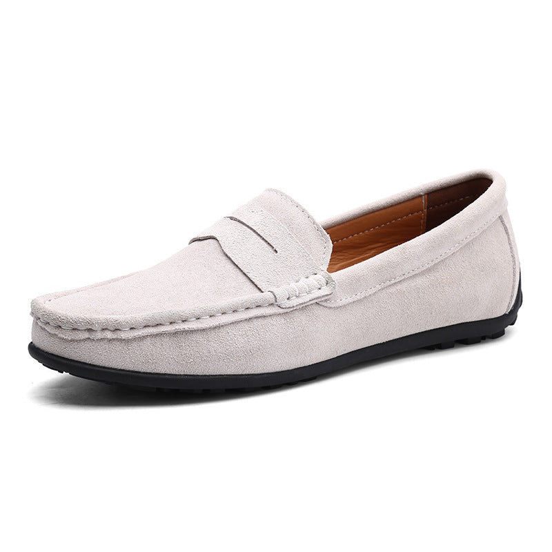 Men's elegant suede loafers with hand-stitched moccasin seam and non-slip rubber tread sole Mune Fashion