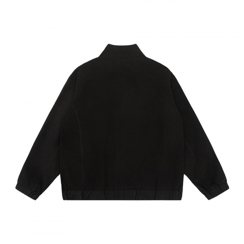 Unisex Short Cut Teddy Fleece Jacket with Stand-Up Collar, Full Zip and Elastic Hem Mune Fashion