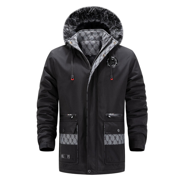 Men's Long Thermal Parka with Hood, Logo Lining and Multifunctional Pockets Mune Fashion