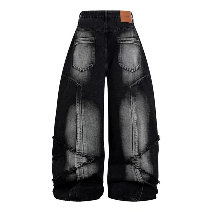 Women High-waisted wide Baggy jeans with frayed layered panels and used look Mune Fashion