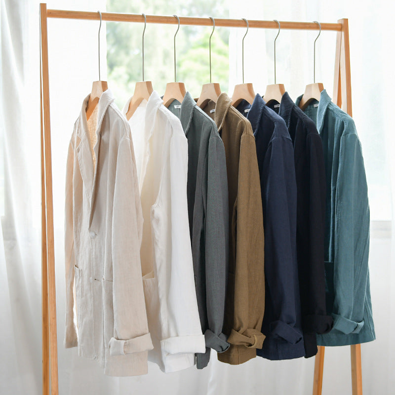 Men's casual linen blazer with classic button placket and patch pockets Mune Fashion