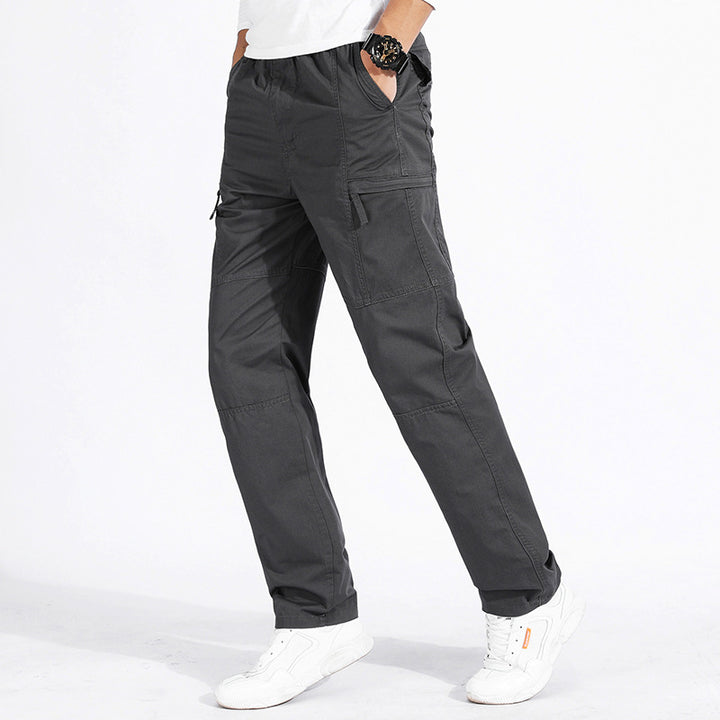 Women’s loose cargo pants with elastic waistband, multiple pockets and knee darts Mune Fashion