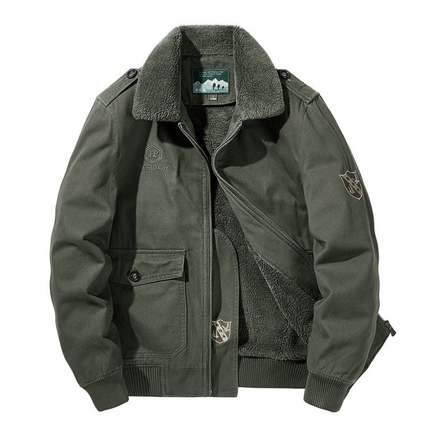 Men's multifunctional pilot jacket with Sherpa lining, quilted inner layer, and patch pockets Mune Fashion