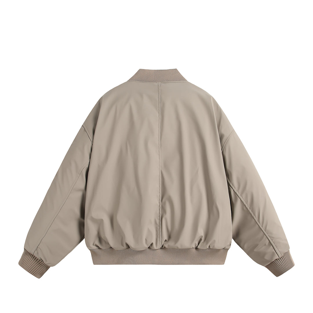 Unisex Short Cut Oversized Puffer Jacket with Utility Arm Pocket and Ribbed Cuffs Mune Fashion