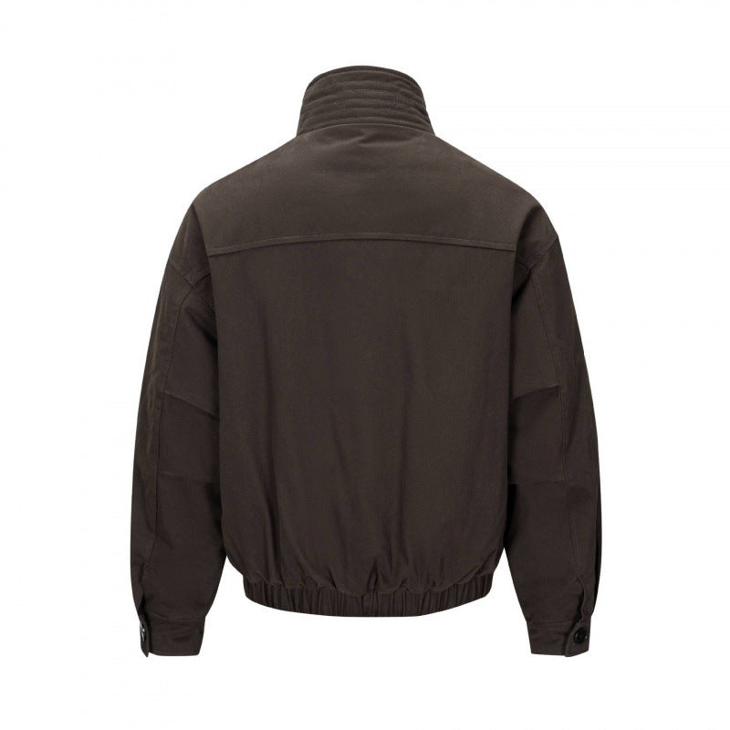 Men's short jacket in field look with reinforced stand-up collar, distinctive button placket and drawstring hem Mune Fashion