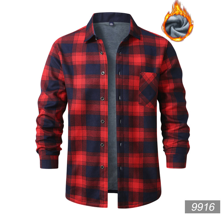 Men's checked flannel shirt with warming fleece lining and patch chest pocket Mune Fashion
