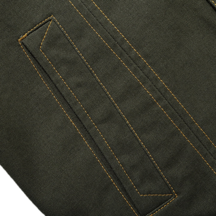 Men's military-inspired canvas field jacket with contrasting decorative seams and breast pockets Mune Fashion