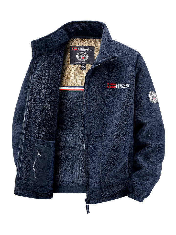 Men's fleece jacket with teddy inner lining, high stand collar and zip pockets Mune Fashion