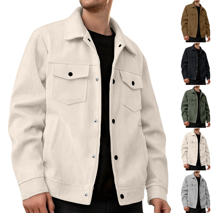 Men's cord jacket in the classic work jacket style with snap buttons and chest pockets Mune Fashion