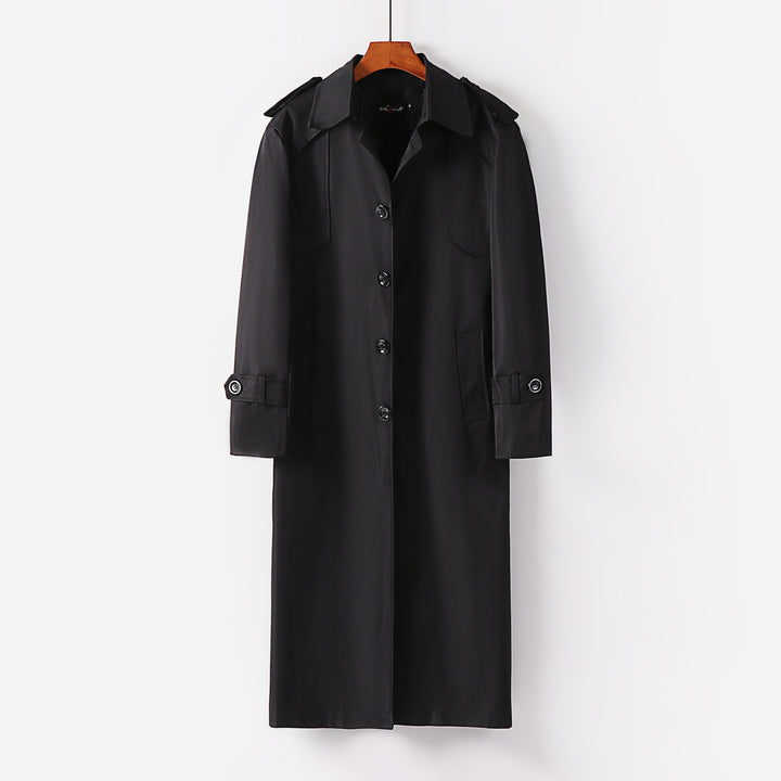 Women's longer classic trench coat with shoulder patches, button closure and adjustable cuffs Mune Fashion