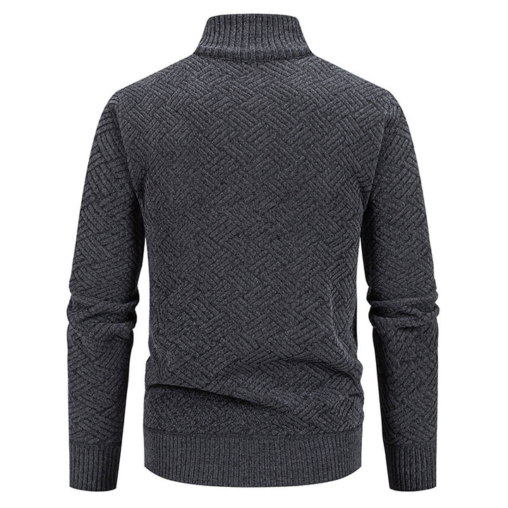 Men's knit zip jacket with geometric textured pattern and stand-up collar Mune Fashion