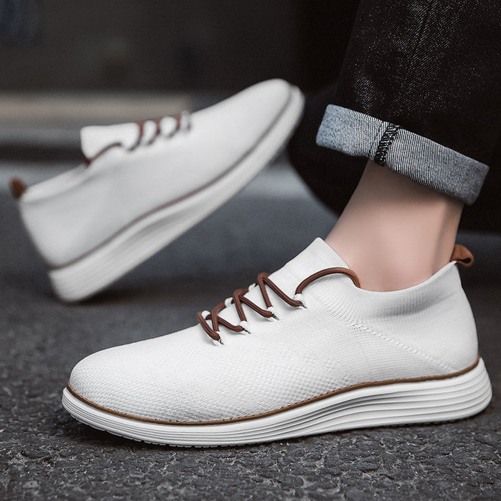 Men's elastic knit sneakers in sock design with padded comfort insole, flexible lightweight sole, and decorative lacing Mune Fashion